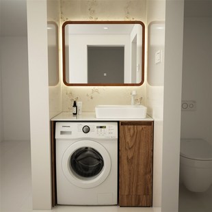 浴室滚筒洗衣机一体柜岩板台上陶瓷洗脸盆洗漱台洗手池落地小户型