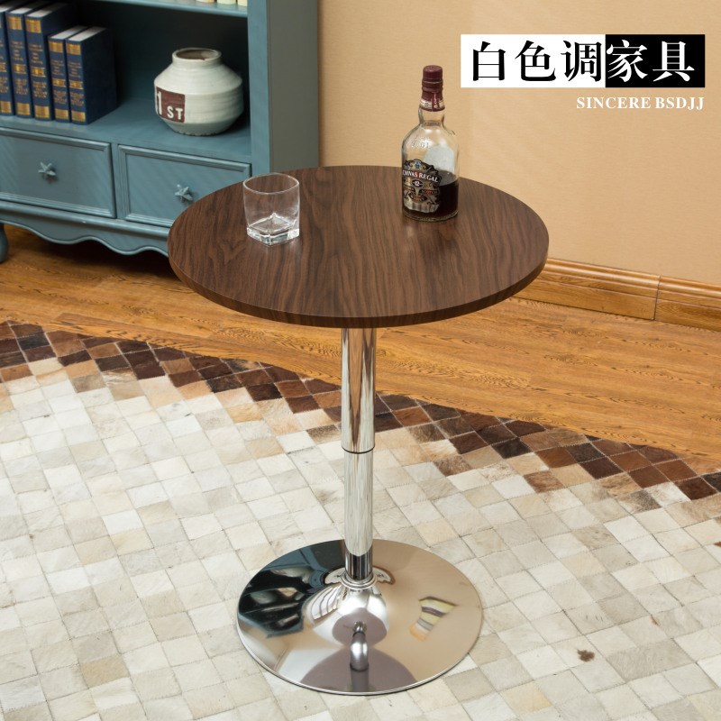 简约小圆桌子 升降吧台桌餐桌现代咖啡桌电脑洽谈高脚桌小方桌