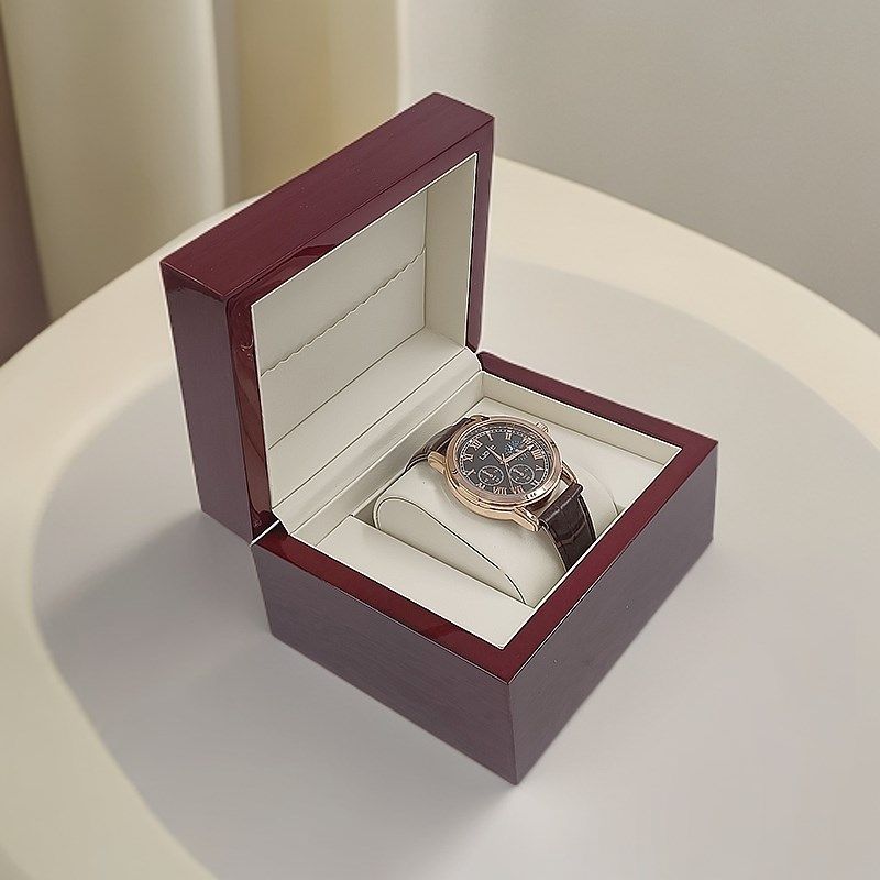 红色木质包装手表盒单只高档木盒礼品盒手表盒子男女士腕表收纳盒