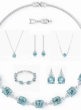 海蓝水晶项链女手链耳环