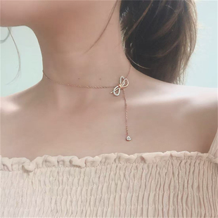 女项链小天使祖母绿红蓝宝石马蹄兰心荷花珍珠锁骨链礼物王一博同