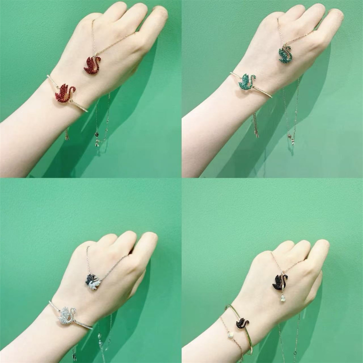 新年红色天鹅女项链吊坠锁骨链轻奢大小众手镯百搭精致送手链礼物