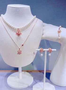 2025新款项链idyllia坠水晶珍珠手链花朵耳环镀玫瑰金七夕送女友