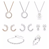 新款 Constella圆形仿水晶珍珠项链女锁骨链手链戒指耳环饰品礼物