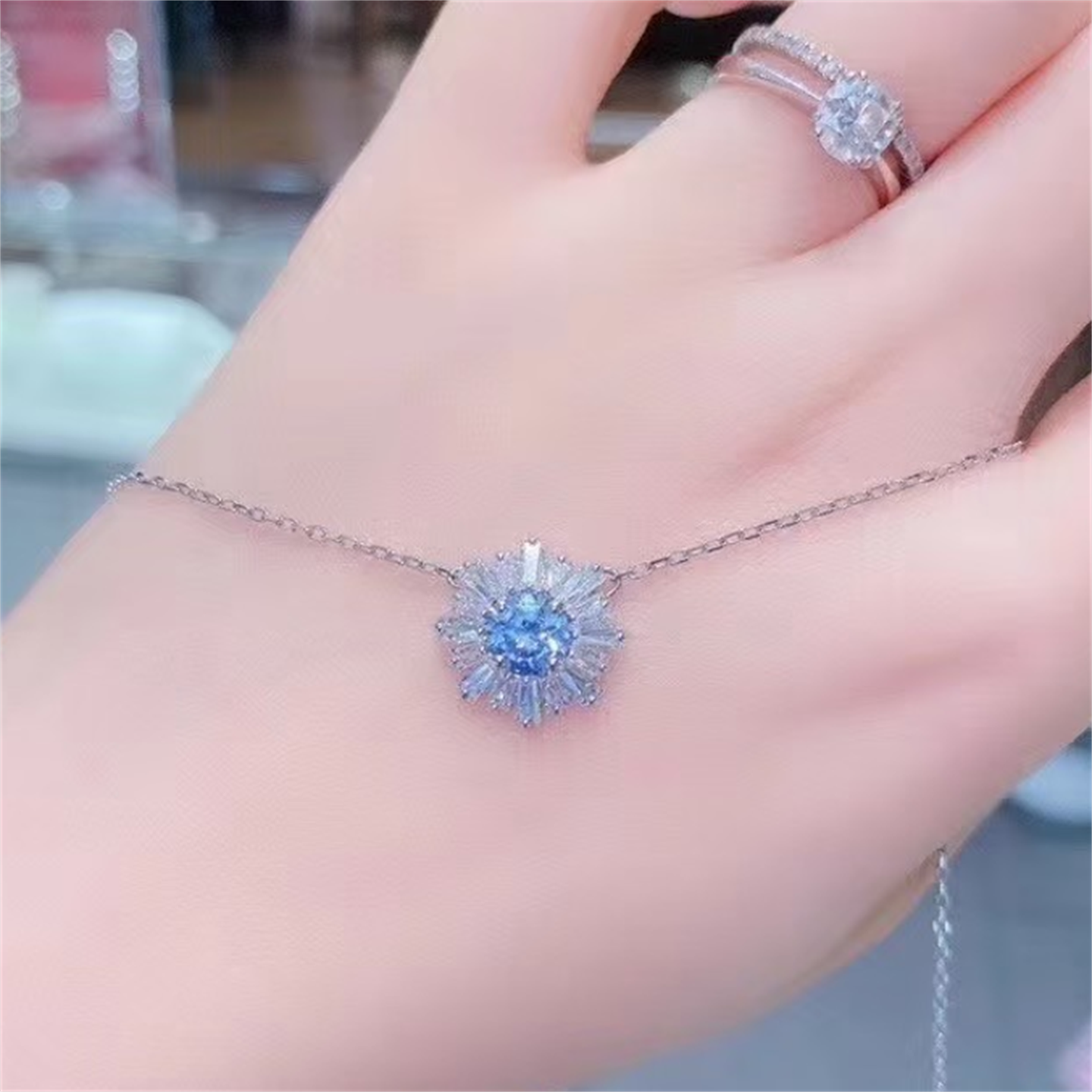 太阳花项链女小雏菊耳钉雪花戒指