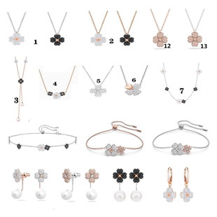 四叶草黑白项链女香槟双面小花雅典花缦Y型毛衣长链束颈锁骨首饰