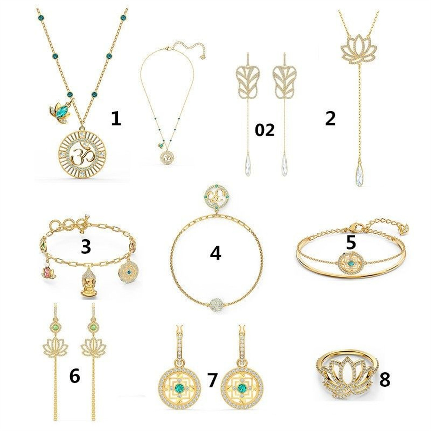 新款莲花项链女 芭蕉扇海浪手镯手链双层多戴 耳环礼物送女生首饰