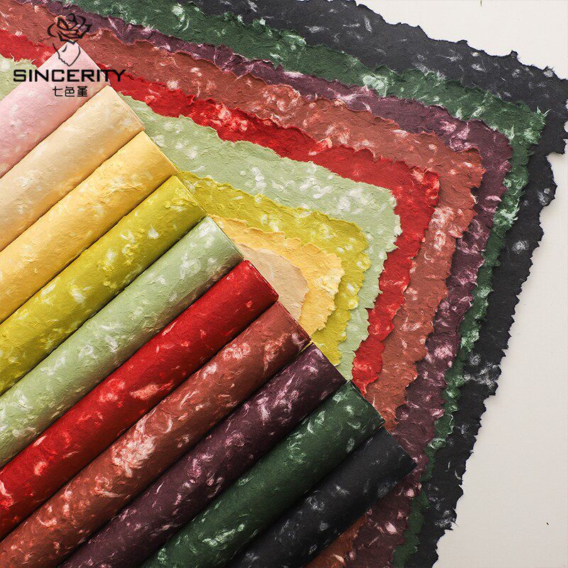 七色堇手撕纸高品质双色东巴纸花束内衬花艺纸手工材料鲜花包装纸