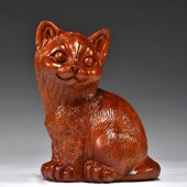 梨木雕猫动物木猫红木家居客厅新居装 饰工艺品店铺业送礼