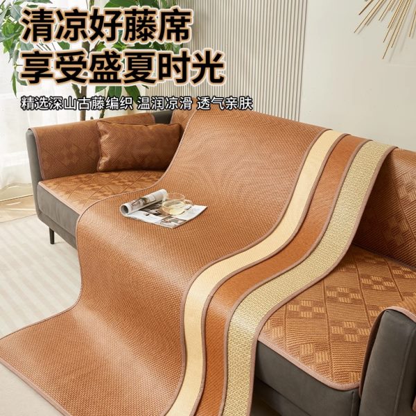 夏季藤席沙发垫布艺沙发凉席坐垫清凉夏天用沙发垫子现代沙发套
