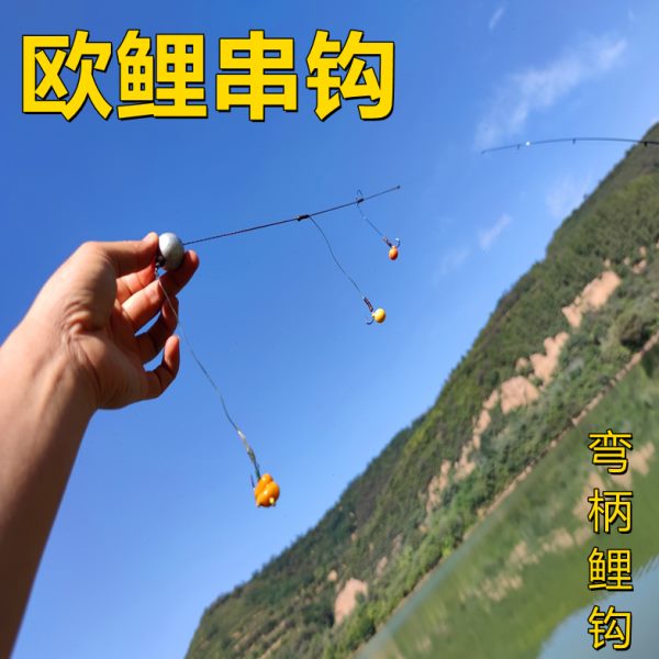 渔隼巨物欧式弯柄鲤鱼钩湖库钓大物线组带环保钓坠好串钩钓组钩线