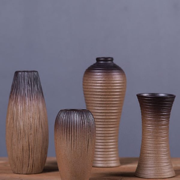 素造陶瓷简约现代花瓶家居饰品桌面小花器水培植物干花插粗陶摆件