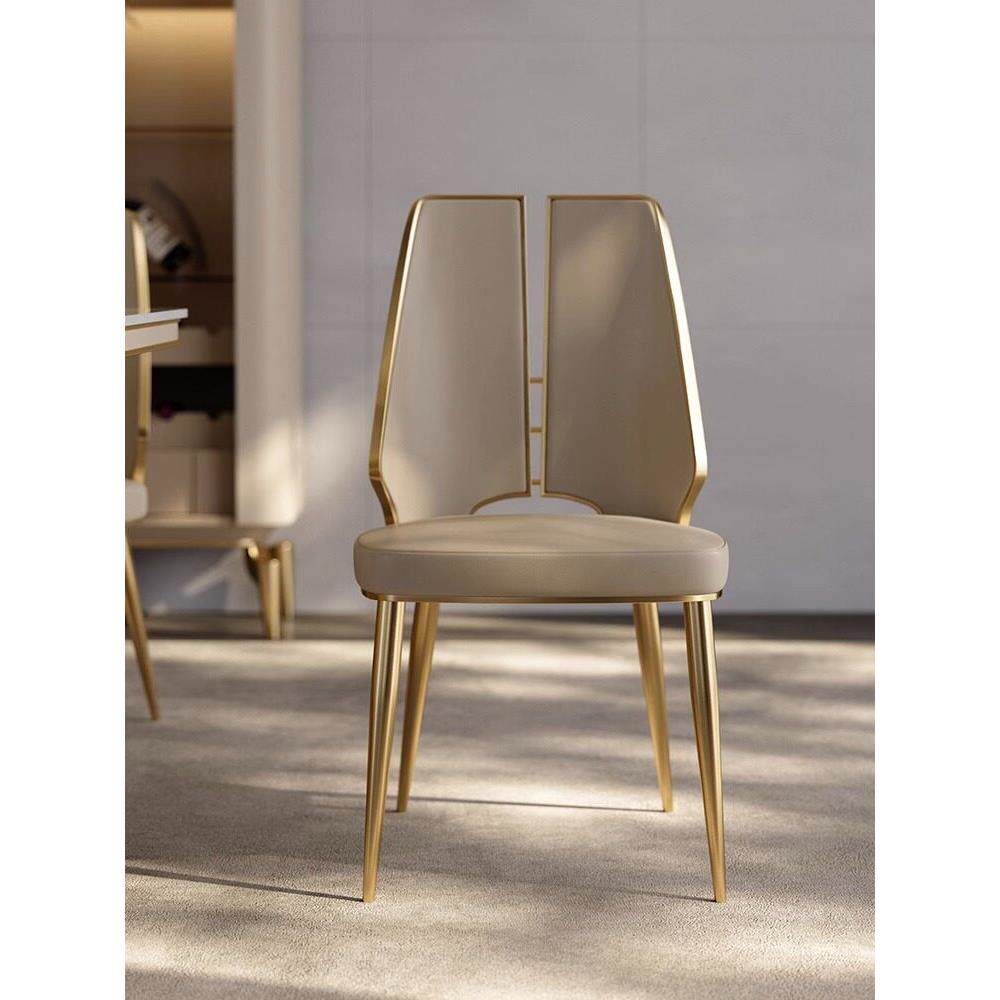 意式轻奢餐椅高级感餐桌椅子家用靠背椅不锈钢创意设计师款椅子