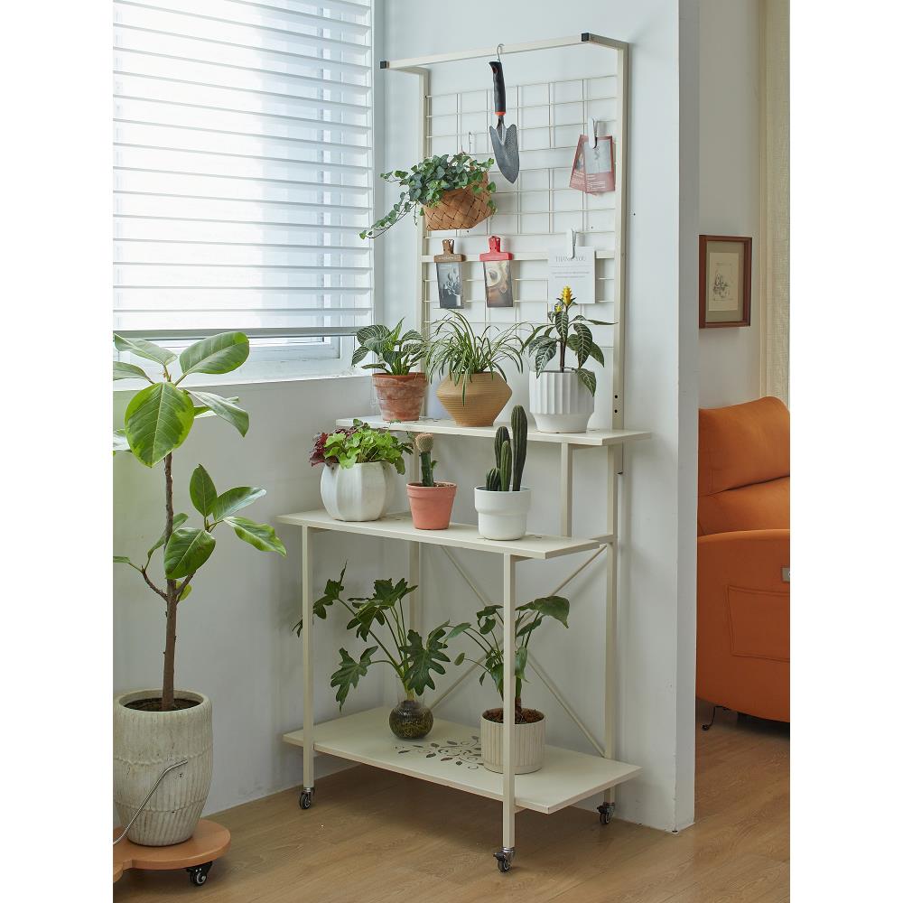 阳台可移动花架 带轮多层落地式室内户外阶梯置物架铁艺花盆架子