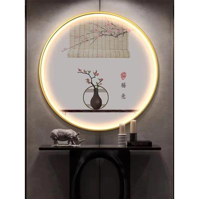 新中国风入口圆形装饰画自习室茶室氛围光画水墨禅意花鸟意境古风
