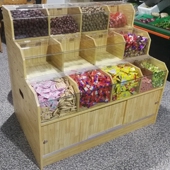 超市散称零食糖果干果货架带盖茶业展示柜干货调料药材杂粮柜