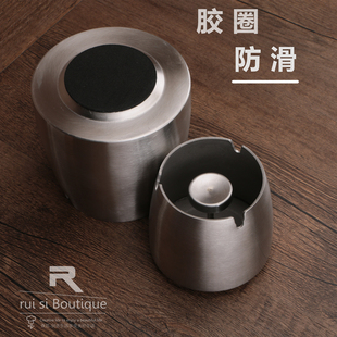 烟灰缸不锈钢大号烟缸防风带烟柱夹细烟灰缸个性烟盅酒吧ktv礼品