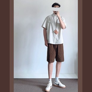2024夏季 薄款 复古泡泡纱工装 衬衫 翻领衬衣 口袋条纹短袖 UMSSUSP