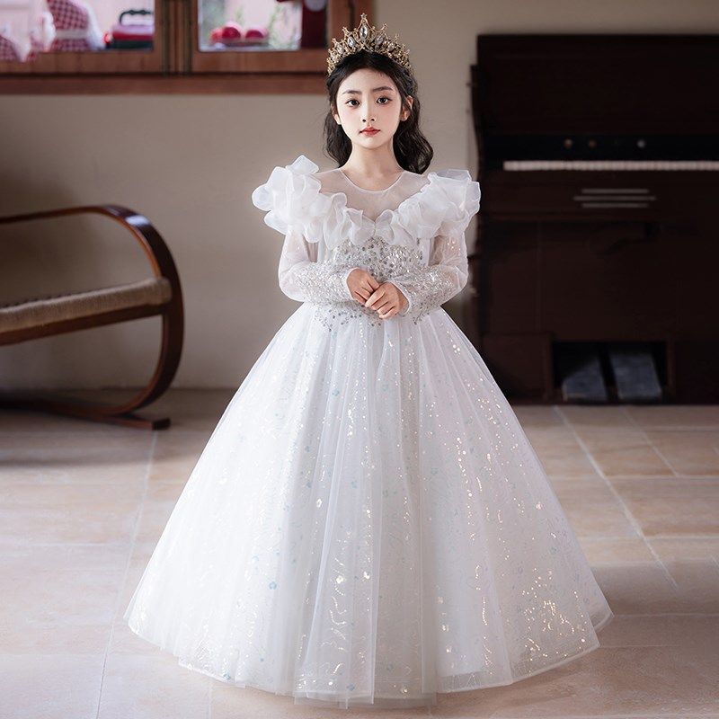 儿童礼服轻奢小众高端主持人钢琴演出服花童婚礼女童绝美公主裙女