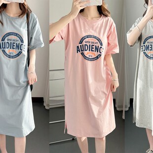 潮妈夏装 产后哺衣外出短袖 外穿大码 长款 裙子 孕妇可哺乳连衣裙夏款