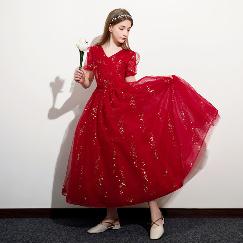 花童小女孩生日宴会婚礼婚纱公主裙高端儿童主持人钢琴演奏晚礼服