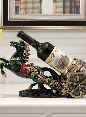 创意客厅红酒架摆件欧式家居酒柜装饰品酒架艺术品马摆设软装装饰