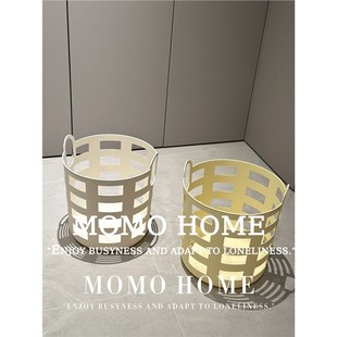 MOMO 手提篮家用收纳居家卧室浴室置物 HOME家居风镂空奶黄脏衣篓