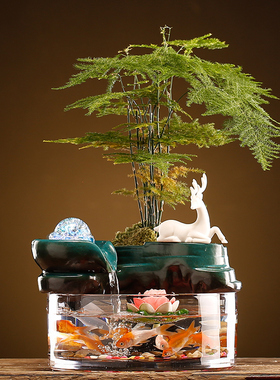 流水摆件水车循环水客厅生财创意招财家居水景办公室桌面开业礼品