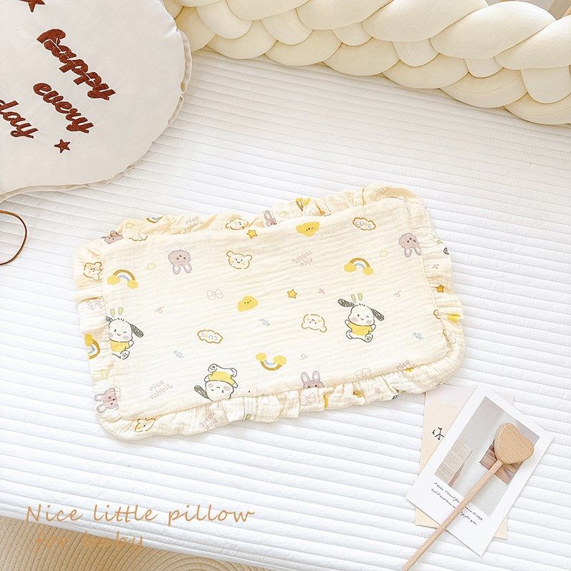 婴儿云片枕新生儿透气吸汗夏季0-6月宝宝枕头防吐奶1纯棉纱布枕巾