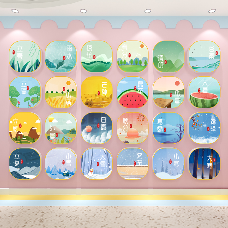 幼儿园墙面装饰二十四节气环创主题墙成品教室走廊楼梯布置墙贴3d
