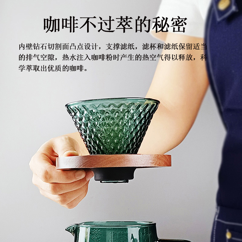彩色玻璃咖啡壶手冲咖啡壶分享壶带盖带刻度咖啡具v60咖啡过滤杯