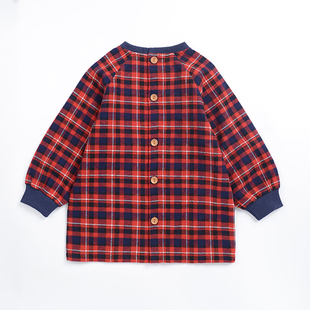 儿童罩衣春秋长袖中长款宝宝护衣吃饭幼儿园秋冬羽绒服反穿衣围裙