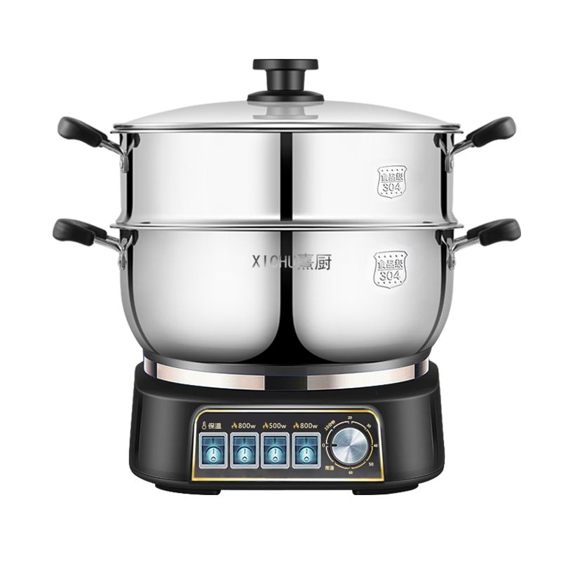 304不锈钢定时多功能电热锅家用电火锅蒸锅炒锅煎炒蒸煮一体电锅
