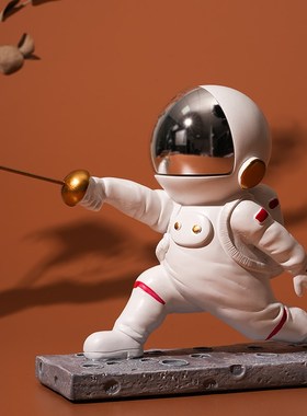 潮玩击剑宇航员手办摆件酒柜儿童房书房客厅太空人装饰品送礼物男