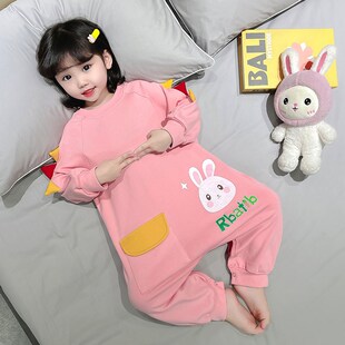 女童连体睡衣春秋款纯棉小女孩宝宝儿童家居服防着凉秋季婴儿睡袋