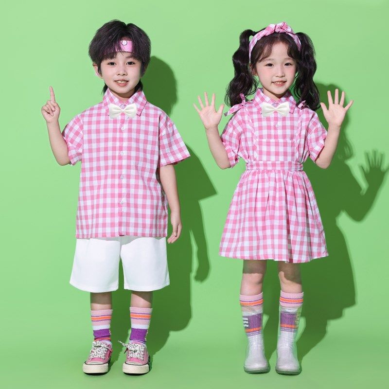 六一儿童啦啦队演出服幼儿园男女童舞蹈小学生合唱背带裙表演服装