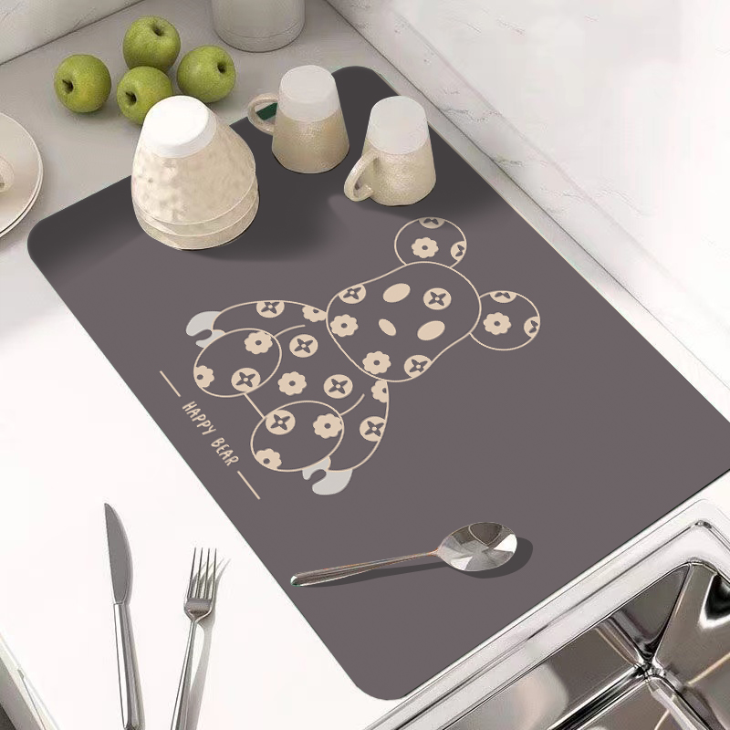 硅藻泥厨房沥水垫洗手台面吸水可擦免洗垫子防滑隔热杯碗盘碟餐垫