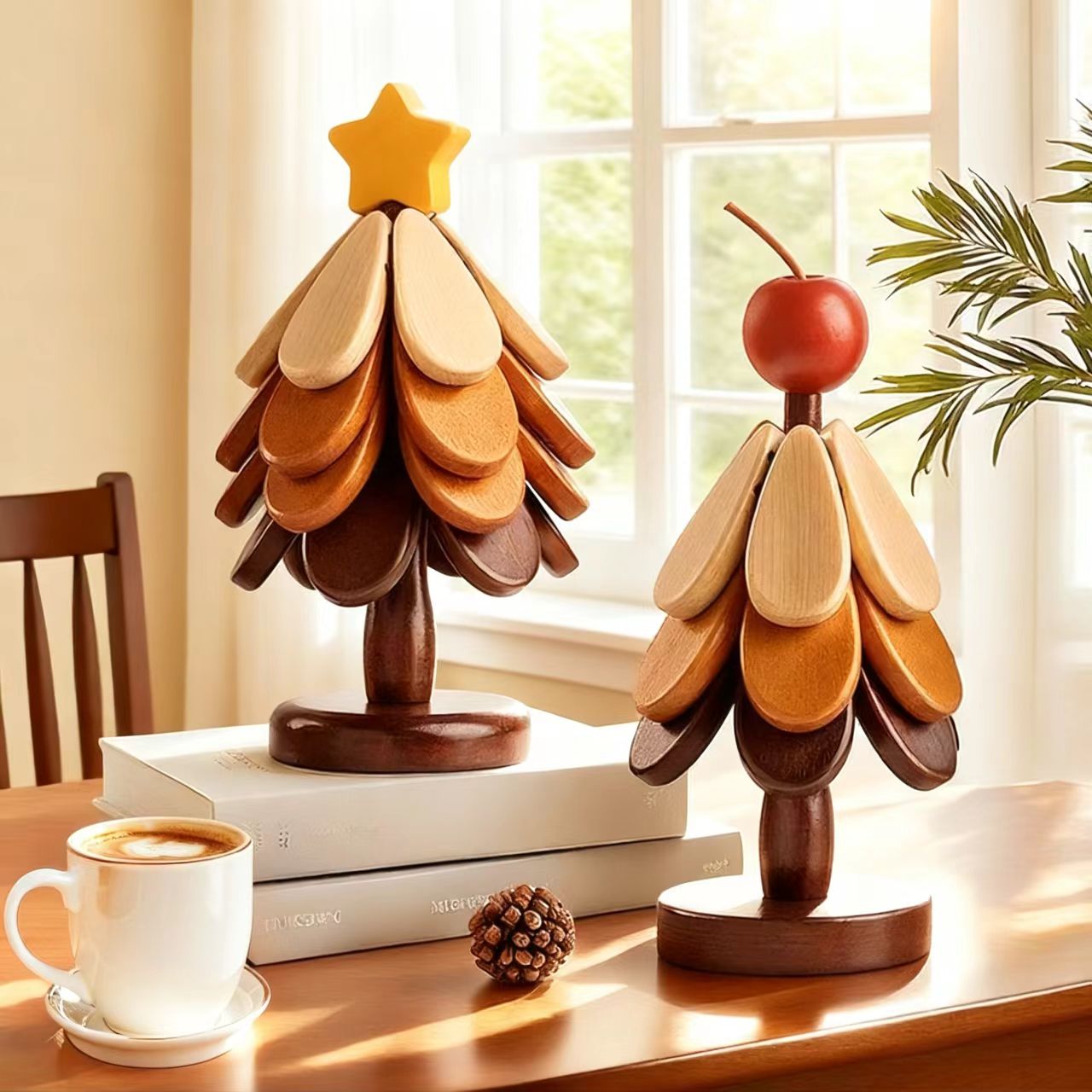 圣诞树高级感防烫实木创意折叠