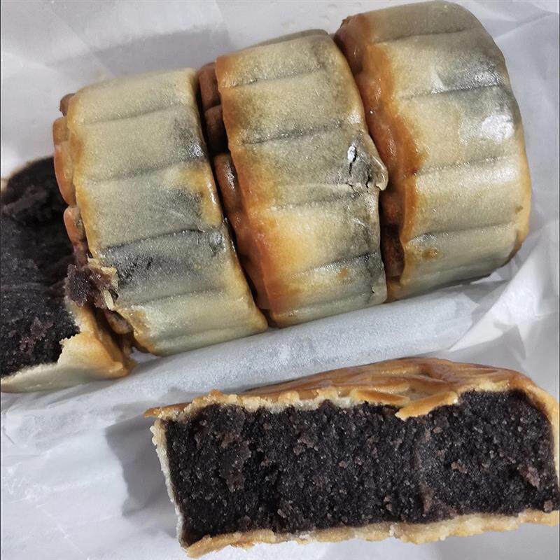 正宗柴火黑豆沙陈皮豆沙广式月饼手工制作筒装50