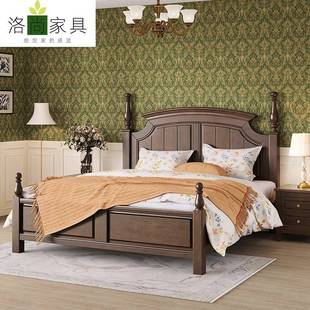 美式 实木床复古双人大床1.8米现代简约婚床1.5米轻奢主卧家具