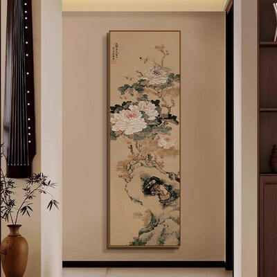 宋式美学喜上眉梢挂画禅意入户y玄关装饰画中古风国画茶台书房壁