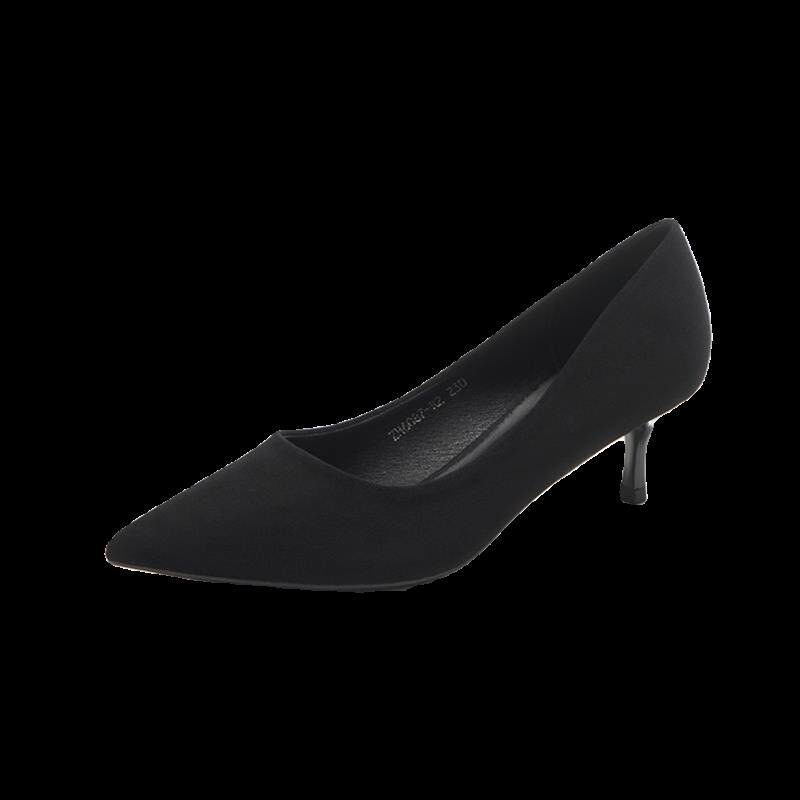 好货绒面职场高跟鞋女黑色职业上班鞋通勤百搭气质工作鞋磨砂细跟