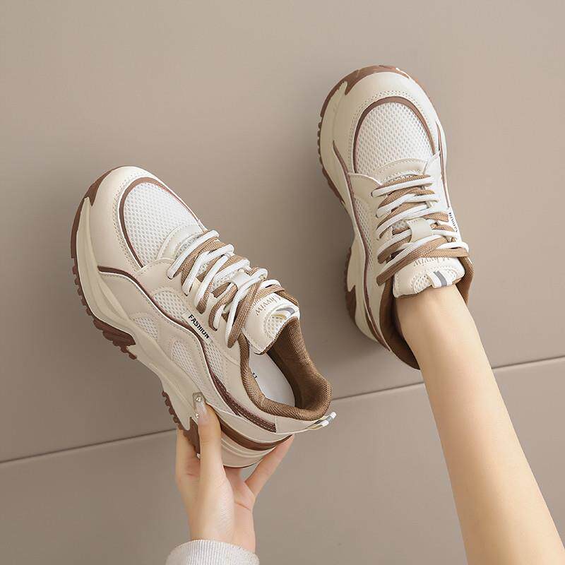 好货老爹鞋女鞋2026新款春秋网面透气轻便运动鞋小个子厚底增高休