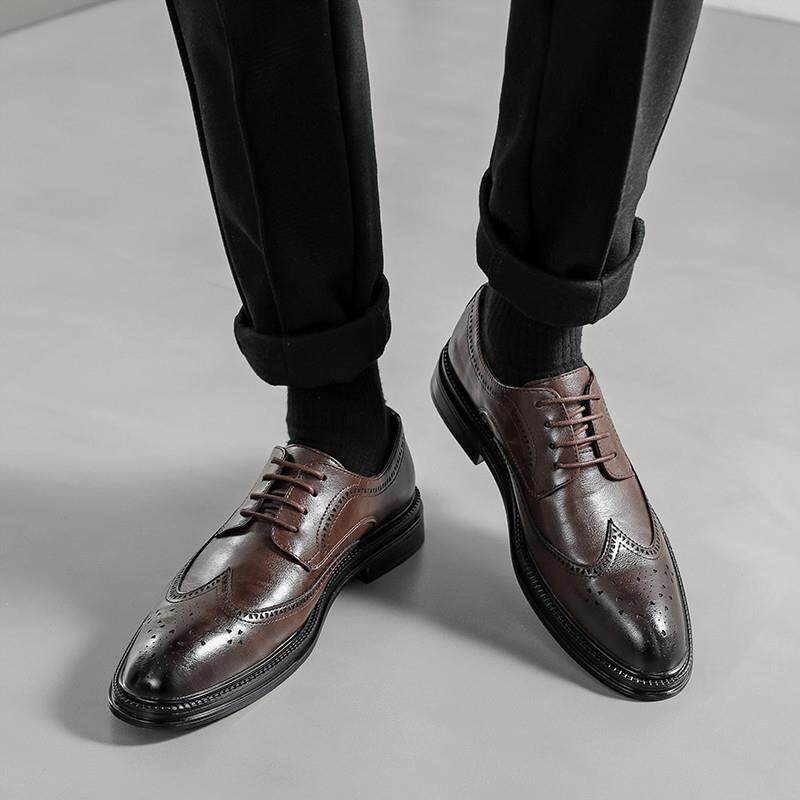 好货布洛克皮鞋男士夏季英伦正装商务休闲软底上班西装结婚新郎鞋