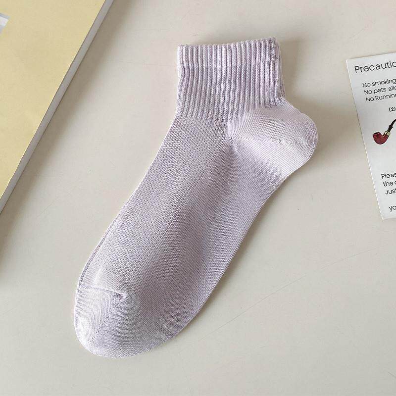 新夏季薄款透气网眼袜子女款纯棉吸汗防臭无骨短袜女士百搭运动棉
