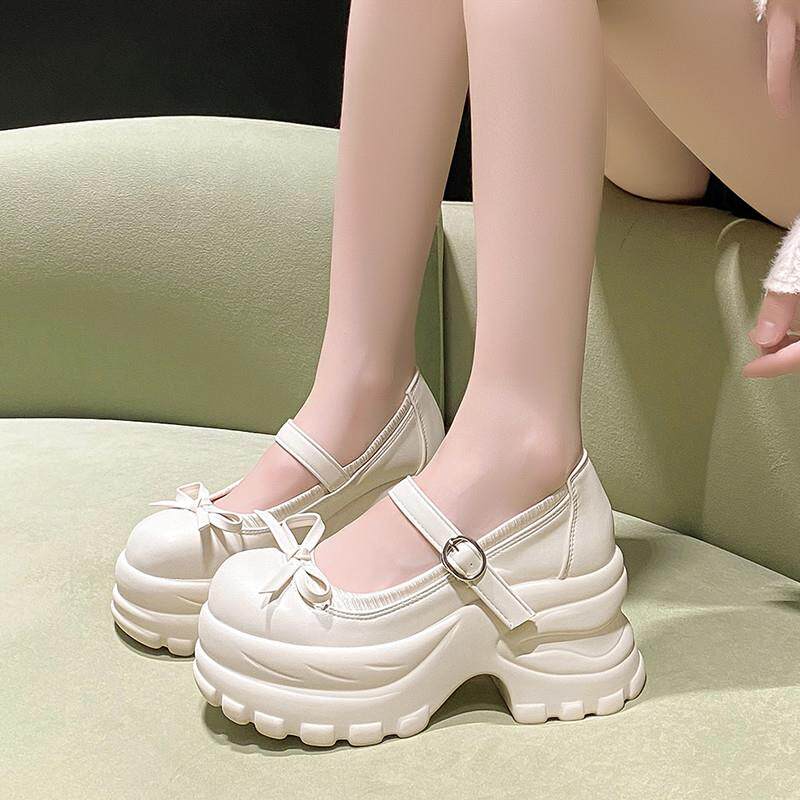 好货厚底松糕鞋女婚纱神器增高鞋坡跟2026年春秋新款蝴蝶结玛丽珍