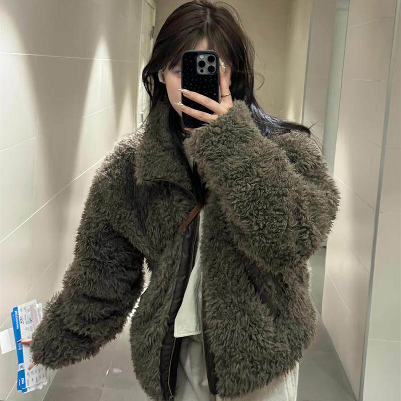 好货羊羔毛外套女2025冬季新款皮毛一体加厚高级感软糯毛茸茸夹克
