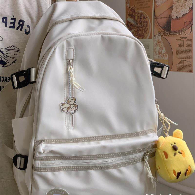 好货日系ins风红色双肩包女 初中高中学生书包女生简约大容量电脑