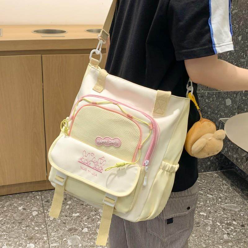 好货可爱撞色小清新学院少女斜挎包日系ins大容量学生上课单肩托