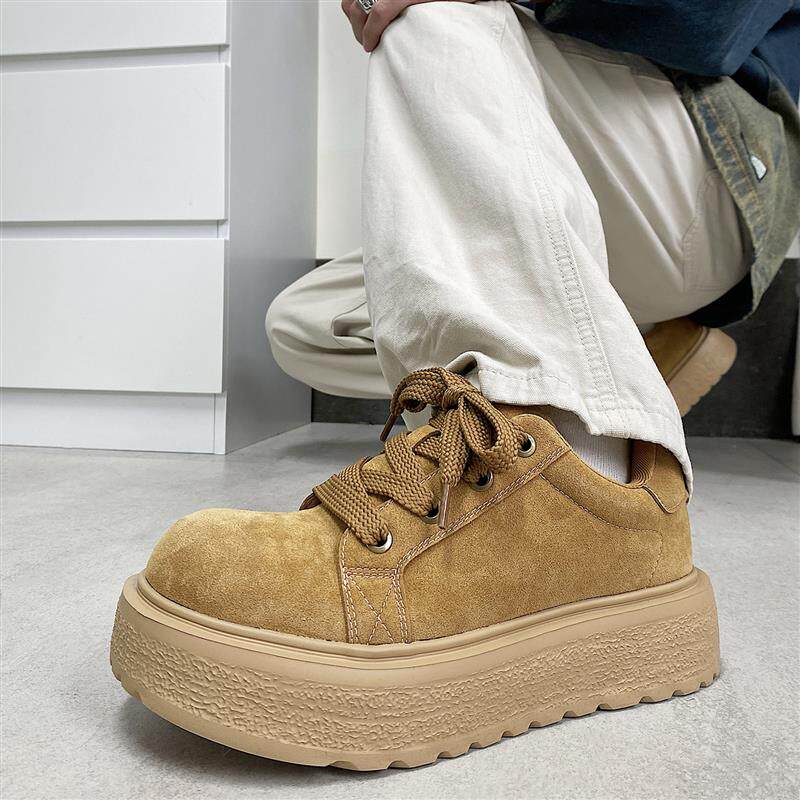 好货2026春夏新款厚底增高马丁皮鞋男胖丁磨砂皮德比鞋小